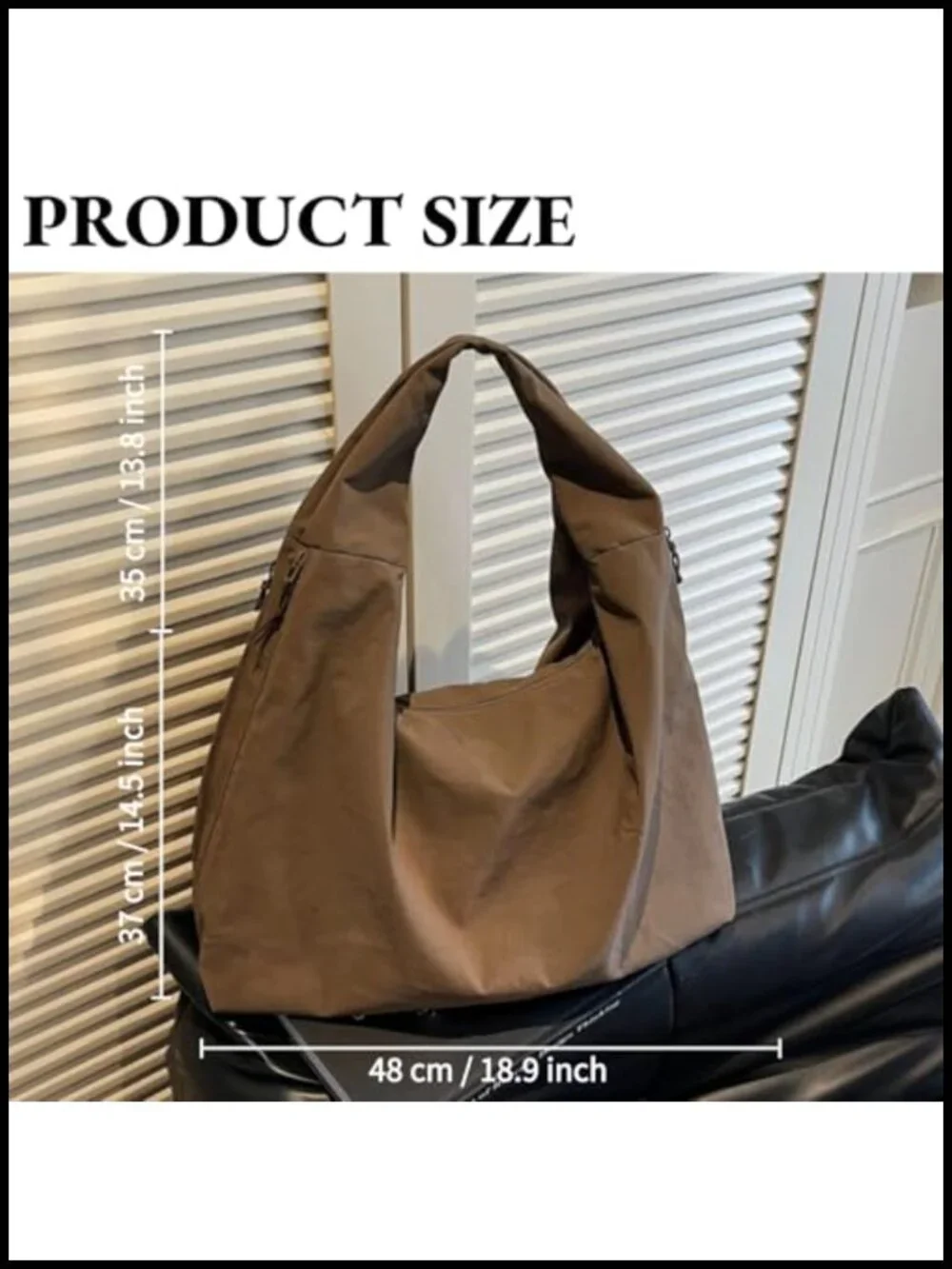Nylon Slouchy Hobo Tote Bag with Multiple Pockets for Travel